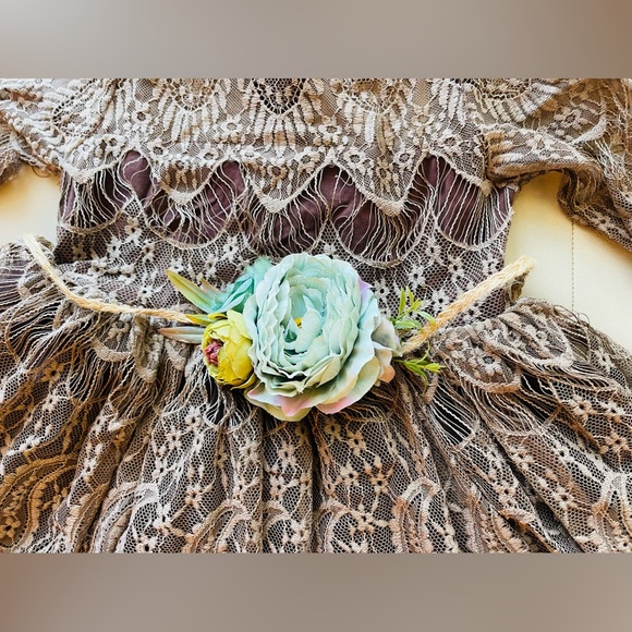 TRISH SCULLY BELLA RAFAELLA DRESS & BELT SET- CHOCOLATE SIZE 6 - Picture 4 of 8